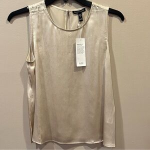 Eileen Fisher Striated 100% Silk Satin Tank Top